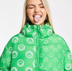 NATIVE YOUTH Green Smiley Puffer Jacket